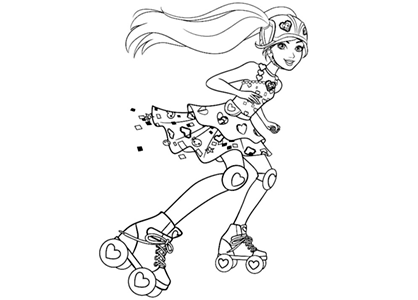 Barbie skating coloring page