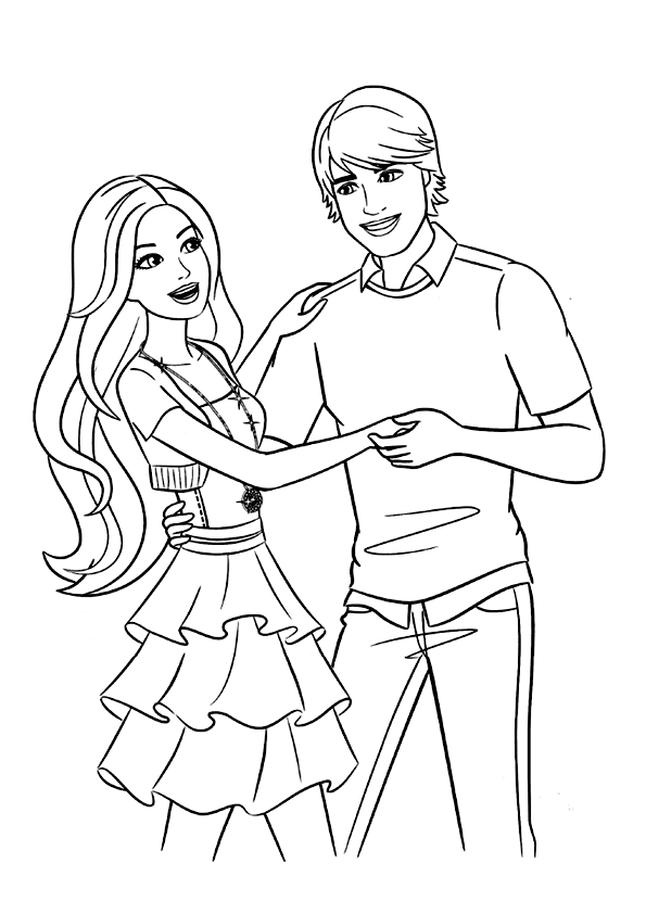 Image of Barbie with her boyfriend Kent to color it