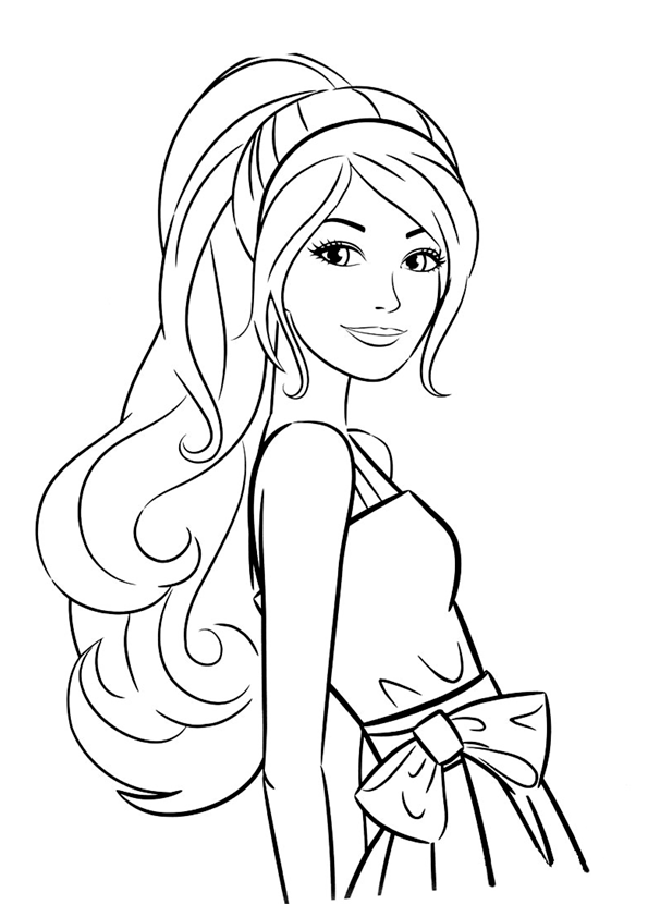 Barbie with ponytail coloring page