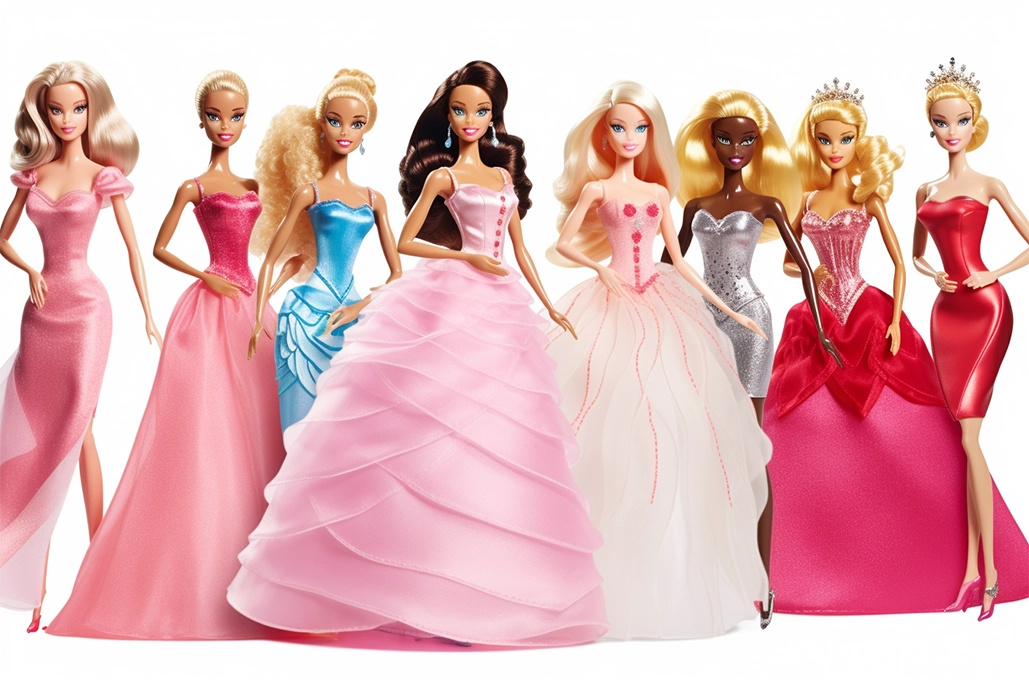 Image of a group of Barbie dolls to download