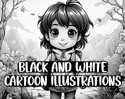Free printables black and white cartoon illustrations