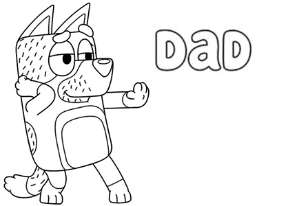 Bluey characters. Bandit dad coloring page.