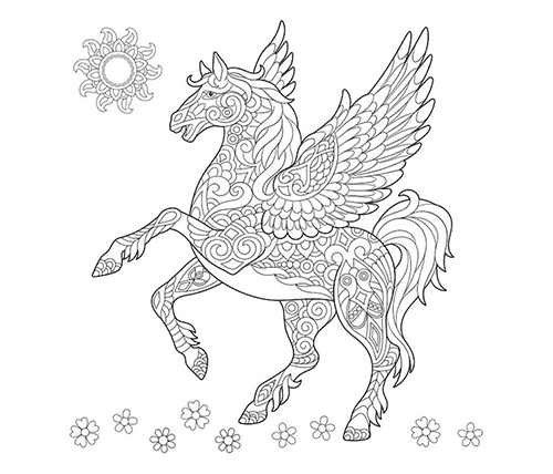 Winged horse Pegasus coloring page