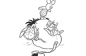 Piglet, Igor and Rito, Disney Winnie the Pooh coloring page