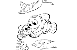 Finding Nemo Disney Pixar coloring page, Nemo with his father Marlin