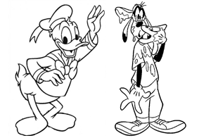 Disney classics coloring pages, Donald Duck, Goofy