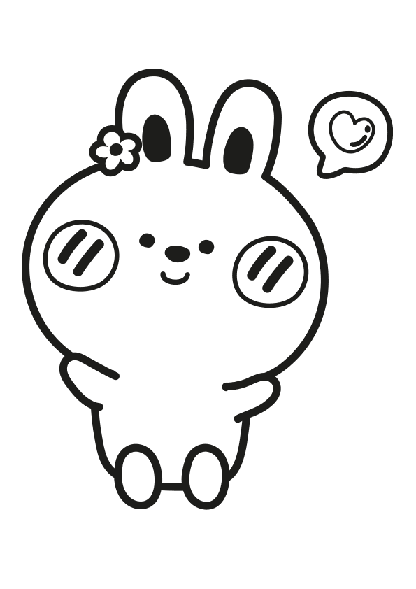 A cute kawaii doll. Adorable Kawaii bunny coloring page.