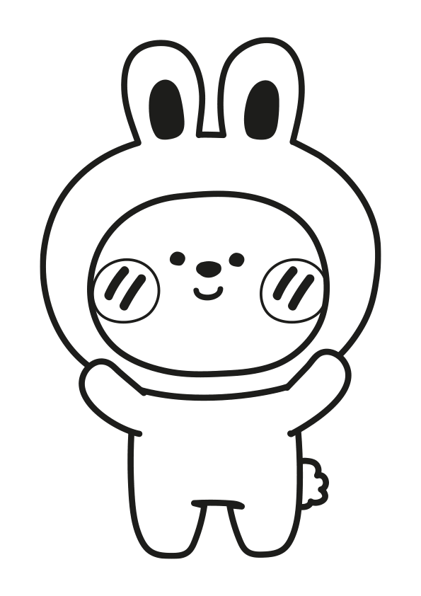 A kawaii doll with earmuffs coloring page. Kawaii drawing to color a kawaii doll with earmuffs.