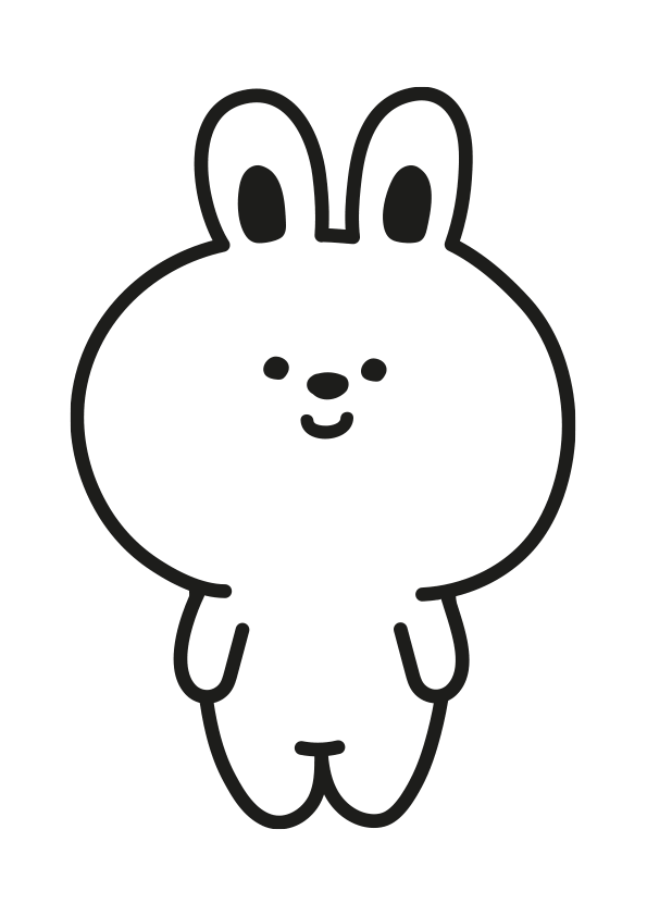 An adorable Kawaii rabbit coloring page. Drawing to color a Kawaii rabbit. A rabbit doll coloring page.