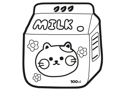 Dibujo kawaii para colorear un brick de leche, kawaii milk brick coloring page