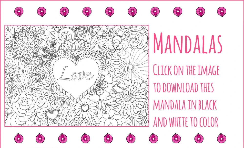 Mandala with love coloring page