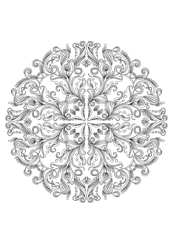 Rosette mandala coloring page with floral ornaments