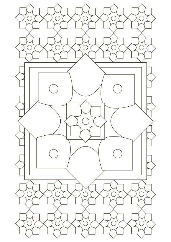 Mandala coloring page of a pattern geometric decoration