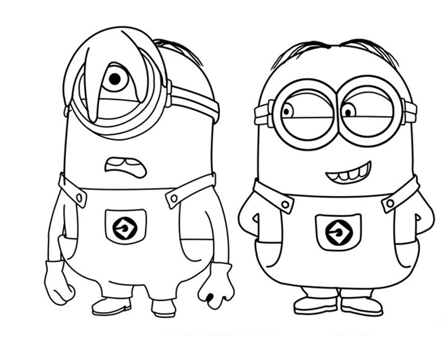 Print and color this drawing of the characters Stuart and Dave from the movies The Minions