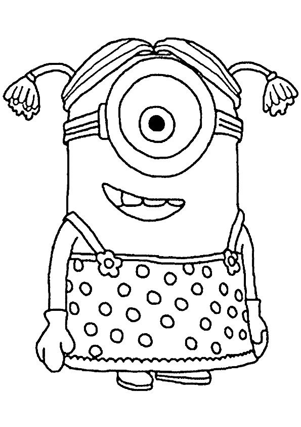 Stuart girl character from Minions coloring page. Print and color a drawing of Stuart from the The Minions.