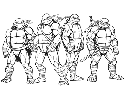 Drawing of the Ninja Turtles to paint