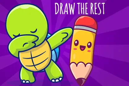 Online coloring game to draw what is missing in the drawing