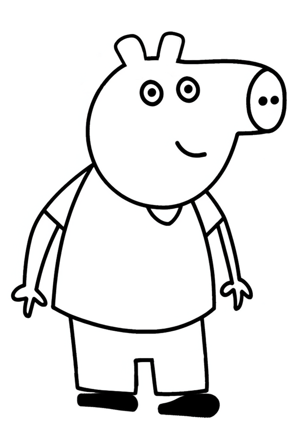 Drawing to color a character from the children's cartoon series Peppa Pig