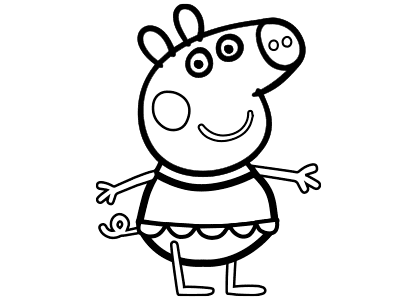 Coloring page of Peppa Pig in a swimsuit
