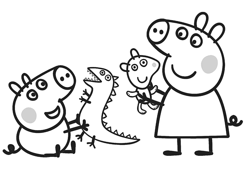 Drawing of Peppa Pig playing with her brother George