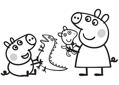 Drawing of Peppa Pig playing with his brother George