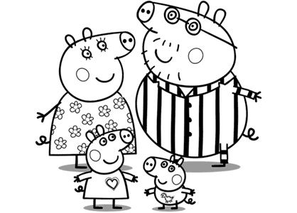 Drawing of Peppa Pig and her family