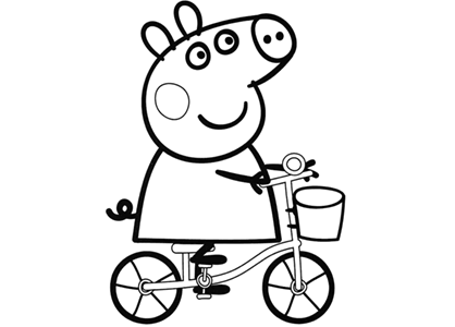 Peppa Pig riding a bike coloring page