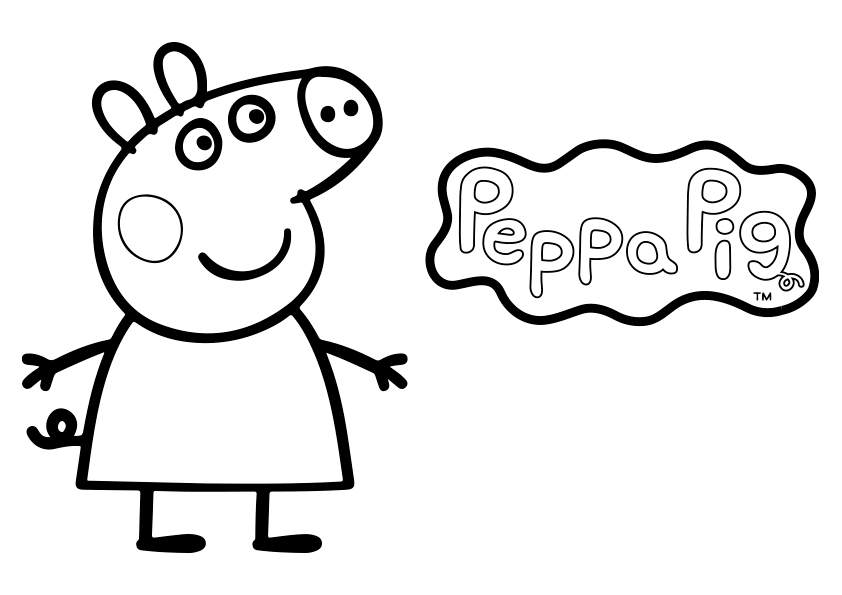 Peppa Pig with logo coloring page