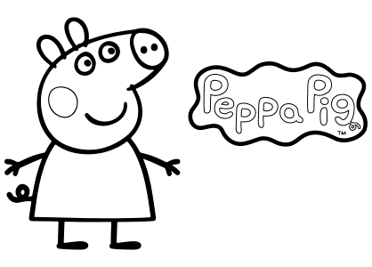>Peppa Pig with logo coloring page