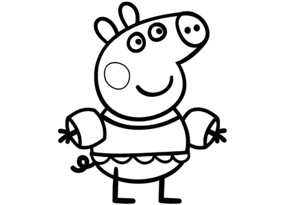 Peppa Pig with swimming sleeves coloring page