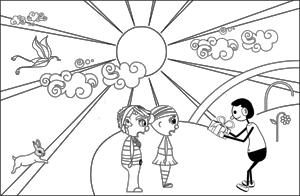 Pomelo Planet coloring page number 6, The gift that came from heaven