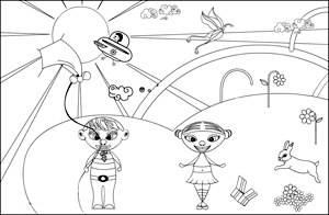 Pomelo Planet coloring page number 7, The gift that came from heaven