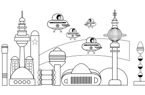 Pomelo Planet coloring page number 1, A day in the city