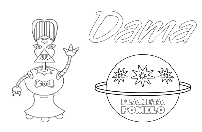 Robot coloring pages, Dama robot