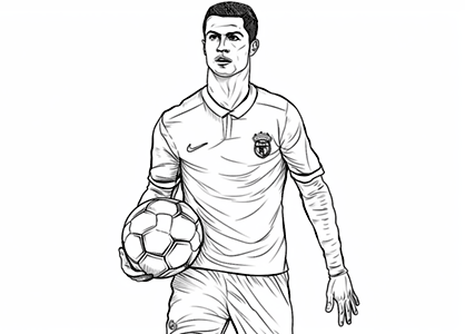 Coloring page of footballer Cristiano Ronaldo