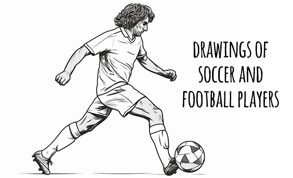 Drawings of soccer and football players