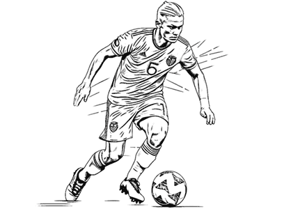 Haaland coloring page. Printable drawing of the Norwegian soccer player for Manchester City, Erling Haaland. Haaland drawing to download.