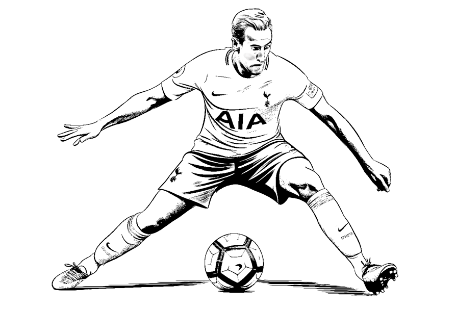Harry Kane footballer coloring page, Harry Kane soccer player.