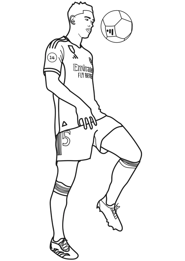 Jude Bellingham footballer coloring page, Jude Bellingham soccer player.