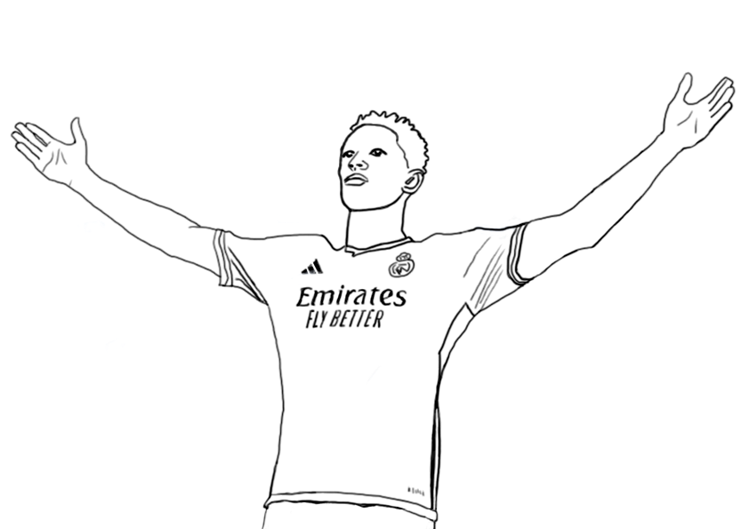 Jude Bellingham with open arms coloring page