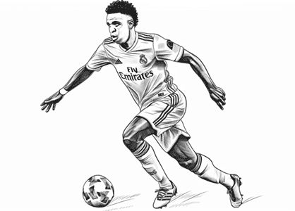 Vinicius coloring page. Printable drawing of the soccer player Vinicius. Vinicius drawing to download. Drawing of the Real Madrid footballer, Vinicius