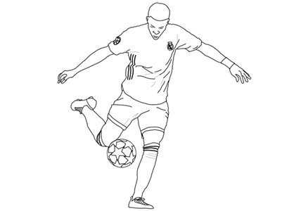 Drawing of the footballer from the Real Madrid football club Vinicus Junior to color. Printable drawing of the Brazilian soccer player for Real Madrid, Vinicius. Vinicius drawing to download. Vinicius drawing to paint.