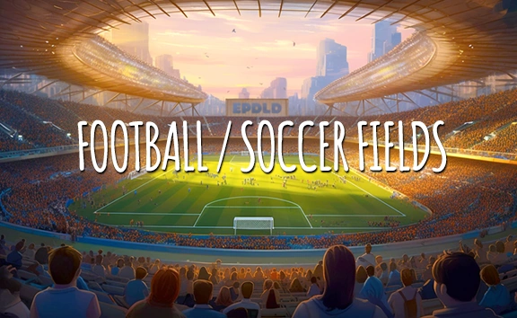 Drawings of soccer and football stadiums