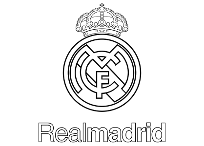 Real madrid shield with letters. Coloring page the coat of arms of Real Madrid football club team with text.