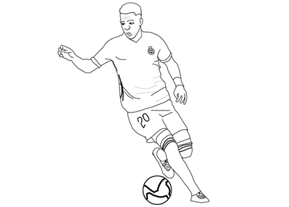 Vini Junior coloring page. Image of Vinicius junior, Real Madrid brasilian football player to download.