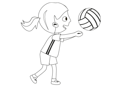 A girl playing volleyball coloring page