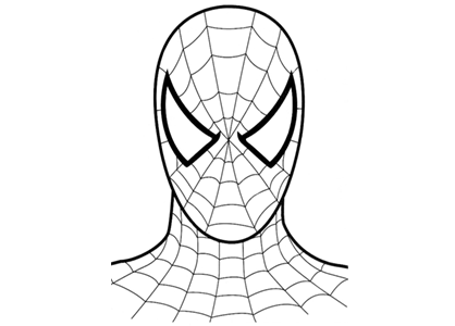 Coloring page of the head of Spiderman with the mask