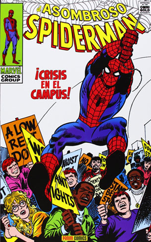 Marvel comic book cover The Amazing Spiderman, Crisis on Campus