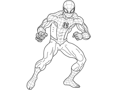 Muscular Spider-man drawing. The great superhero is fit to fight against the villains