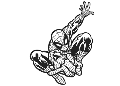 Drawing of SpiderMan ready to launch the web